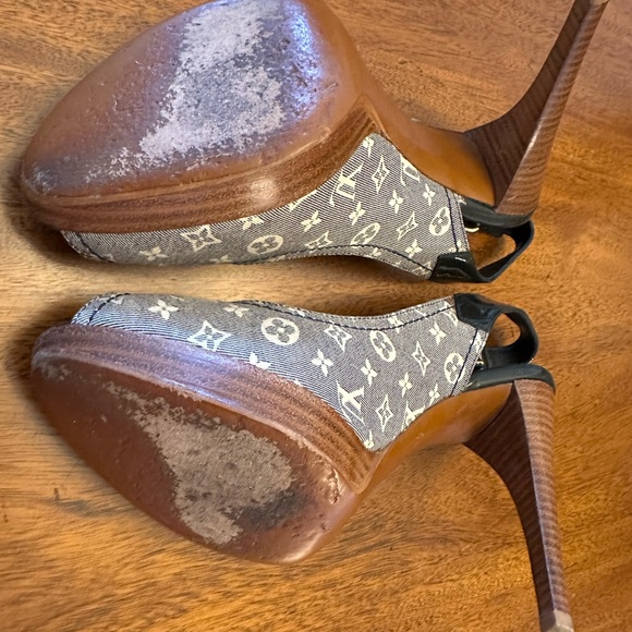 LOUIS VUITTON Monogram Idylle Slingback Heel Open Pumps - Picture 8 of 9